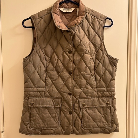 Eddie Bauer Women’s Brown Goose Down Fill Quilted Puffer Vest Jacket Size XS - Picture 1 of 6